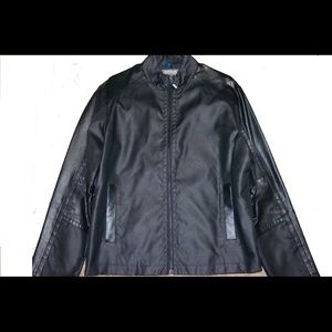 Black Biker Leather Jacket Full Zip